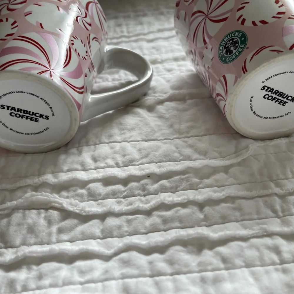 2 Starbucks 2004 Pink Peppermint Mugs! - Picture 4 of 4